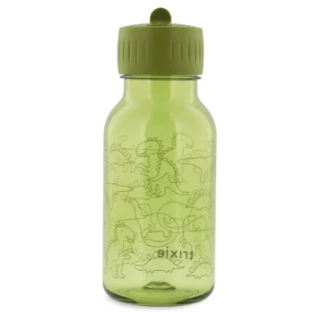 Zielona butelka tritanowa 350 ml z nadrukiem dinozaurów dla dziecka. Trixie Butelka tritanowa 350ml Dinozaur Baby