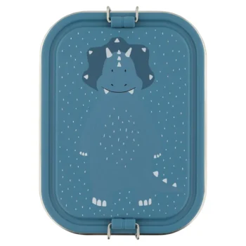 Duży stalowy lunch box niebieski z motywem dinozaura triceratops dla dziecka. Trixie Duży stalowy lunch box Triceratops Baby