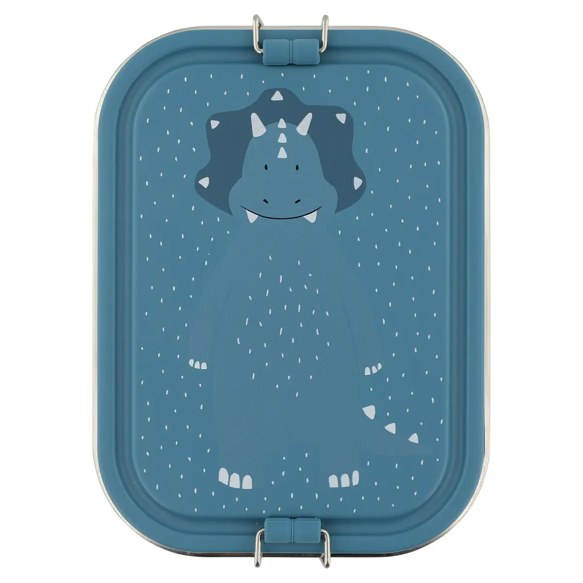 Duży stalowy lunch box niebieski z motywem dinozaura triceratops dla dziecka. Trixie Duży stalowy lunch box Triceratops Baby