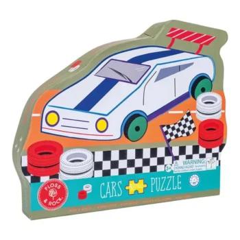 Puzzle tradycyjne 40 elementów w kształcie samochodu wyścigowego dla dzieci. Floss&Rock Samochody Puzzle 40el