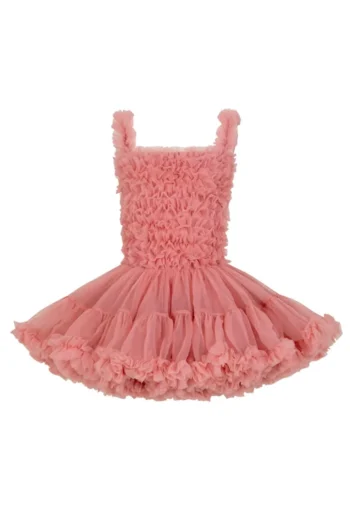 Różowa sukienka tiulowa z falbanami dla dziewczynki. Fig&Pear Sukienka tiulowa Watermelon Pink