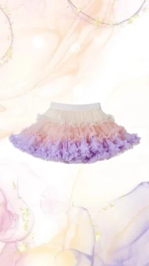 Spódniczka tiulowa dla dziewczynki w kolorach różowym i fioletowym z efektem dip-dye. Fig&Pear Spódniczka tiulowa Tulip Dip-Dye