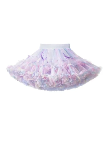 Spódniczka tiulowa dla dziewczynki pastelowa z falbanami i kokardkami. Fig&Pear Spódniczka tiulowa Rainbow Unicorn