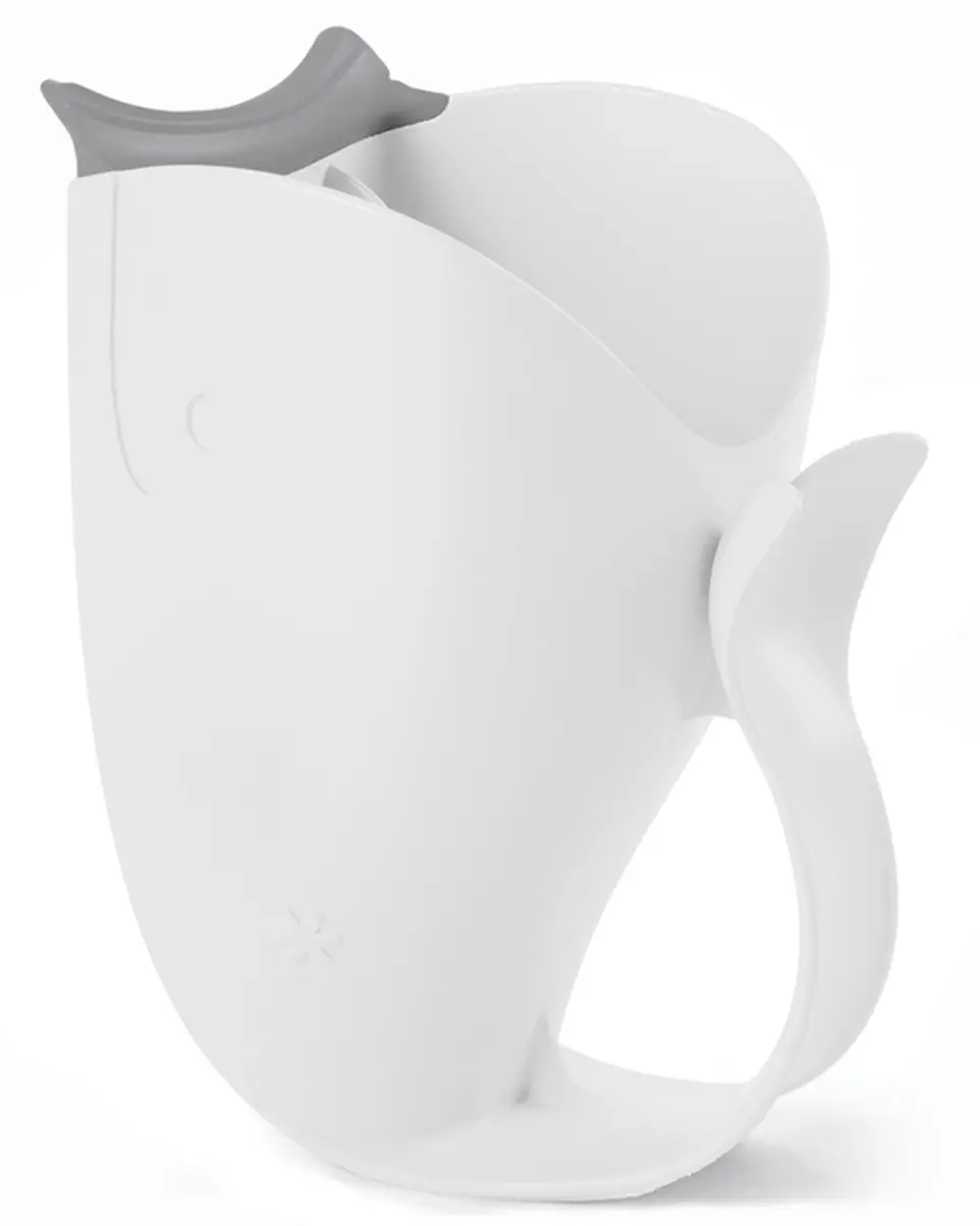 Kubek do mycia głowy w kształcie białego wieloryba z uchwytem dla dziecka. Skip Hop Kubek do Mycia Głowy Wieloryb Moby White 710 ml