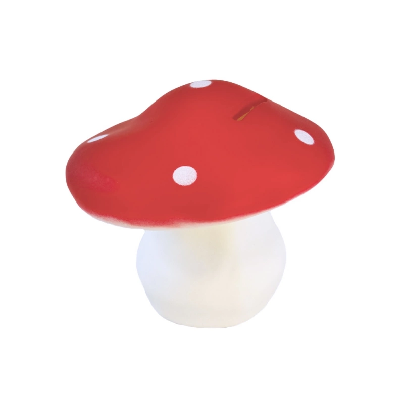 Lampka nocna w kształcie czerwonego grzybka z białymi kropkami dla dzieci. Egmont Toys Skarbonka grzybek czerwony