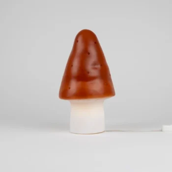 Lampka nocna LED w kształcie grzybka z czerwonym kloszem i białą podstawą dla dzieci. Egmont Toys Lampka nocna LED Grzybek Czerwona Cegła