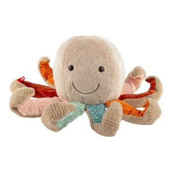 Pluszowa ośmiornica patchwork beżowa z kolorowymi mackami maskotka dla dziecka. sigikid Pierwsza przytulanka Ośmiornica patchwork maskotka zabawka dzieci