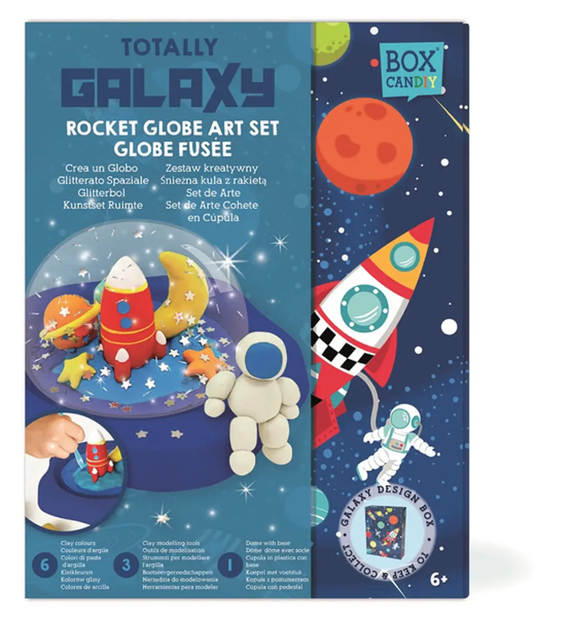 Zestaw kreatywny do wykonania śnieżnej kuli z motywem galaktyki rakieta astronauta dla dzieci. Box Candiy zestaw kreatywny Śnieżna kula Galaktyka