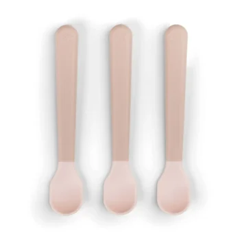 Zestaw trzech różowych łyżeczek dla niemowląt z szerokimi uchwytami. Done by Deer Łyżeczki dla Niemowląt Easy-grip 3szt Foodie Powder 3 szt