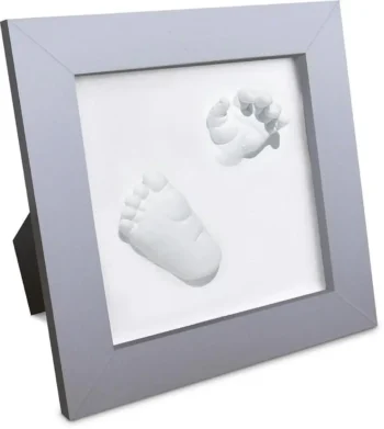 Ramka z odciskiem 3D stopy i dłoni niemowlaka srebrna. Dooky Ramka Deluxe z odciskiem 3D Happy Hands silver