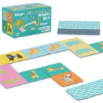 Domino z rysunkami zwierząt safari karty z kolorowymi ilustracjami dla dzieci. boppi domino rysunkowe Safari