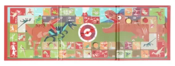 Magnetyczna gra podróżna plansza z motywem dinozaurów i spinnerem dla dzieci. Scratch magnetyczna gra podróżna Gęś ze spinnerem Dinozaury