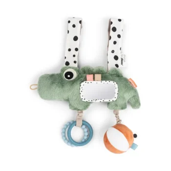 Zawieszka do wózka i fotelika miękka krokodyl zielony z lusterkiem i zabawkami dla niemowlaka. Done by Deer Zawieszka do Wózka i Fotelika Krokodyl Croco Green