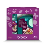Zestaw śniadaniówka i butelka tritanowa z zielonym motywem dla dziecka. b.box Zestaw Mini Lunchbox +Butelka tritanowa ze słomką 450ml Emerald Forest