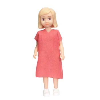 Plastikowa lalka dziewczynka w różowej sukience do domku dla lalek. Micki Lalka dziewczynka do domku dla lalek rodzina Charlie zabawka lalki Lundby