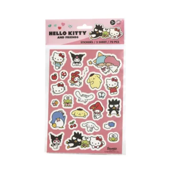 Zestaw 70 kolorowych naklejek z postaciami Hello Kitty i przyjaciół dla dzieci. Micki Zestaw naklejek do zabawy 70szt zabawka dla dzieci naklejki Hello Kitty