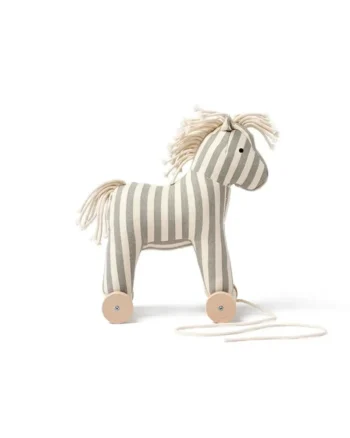 Konik do ciągnięcia w paski beżowo-białe na kółkach dla dziecka. Kid’s Concept Konik do ciągnięcia Sam AIDEN