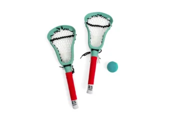 Zestaw dwóch rakietek do lacrosse z miękką piłką dla dzieci. BS Toys zestaw rakietek do Lacrosse z miękką piłką