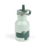 Metalowa butelka dla dziecka zielona z motywem krokodyla ze słomką 350 ml. Done by Deer Butelka Metalowa ze Słomką dla Dziecka Croco Green 350 ml