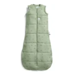 Zielony śpiworek dla niemowlaka z nadrukiem roślinnym bez rękawów zapinany na zamek na jesień i zimę. ergoPouch Śpiworek Jersey 2.5TOG Willow – ciepły/na jesień-zimę/zimowy gruby 3-12M