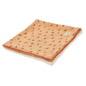 Trzy muślinowe pieluszki w kolorze pomarańczowym z wzorem liska dla niemowlaka. Trixie Muślinowe pieluszki 3-pack 55x55cm Fierce Fox Baby