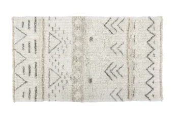Wełniany dywan w jasnych odcieniach z geometrycznym wzorem w stylu boho 80x140 cm. Lorena Canals Dywan Wełniany Lakota Day 80x140cm
