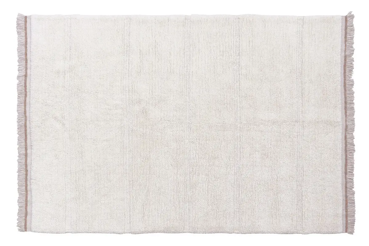 Wełniany dywan w kolorze białym z frędzlami po bokach 170x240 cm. Lorena Canals Dywan wełniany Steppe White 170x240cm