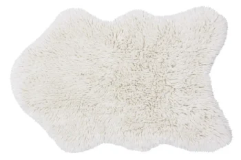 Biały dywan wełniany o nieregularnym kształcie 75x110 cm dla dzieci. Lorena Canals Dywan wełniany Woolly White 75x110cm