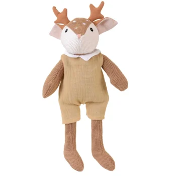 Przytulanka maskotka jelonek w beżowym ubranku z dzianiny dla dziecka. Egmont Toys Przytulanka maskotka Jelonek