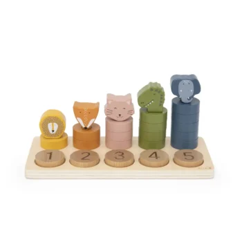 drewniane puzzle do liczenia z figurkami zwierząt i cyframi od 1 do 5 dla dziecka. Trixie Drewniane puzzle do liczenia 0–5 Baby
