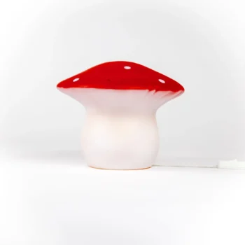 Lampka nocna LED w kształcie czerwonego grzybka z białymi kropkami średnia wielkość. Egmont Toys Lampka nocna LED Grzybek średni Czerwony
