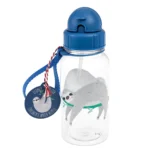 przezroczysty bidon 500 ml ze słomką z niebieską nakrętką i nadrukiem leniwca dla dzieci. Rex London Bidon ze słomką 500ml Leniwiec