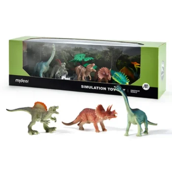Zestaw figurek dinozaurów w różnych kolorach dla dzieci. mideer Zestaw figurek – Świat dinozaurów