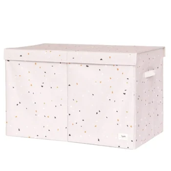 Szare pudełko na zabawki z pokrywą wzór terrazzo z uchwytami dla dziecka. 3 Sprouts Pudełko Zamykane Recycled Terrazzo Gray