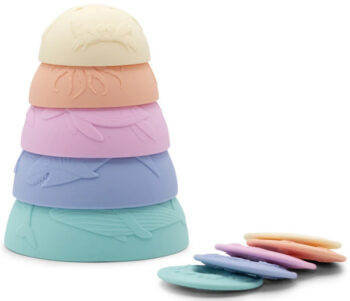 Silikonowe kubeczki do układania i do wody w pastelowych kolorach dla dziecka. Jellystone Designs Jellystone Silikonowe kubeczki do układania i do wody Stacking Cups kolor pastelowy
