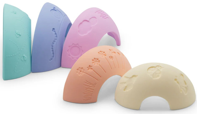 Pięć pastelowych elementów sensorycznej tęczy do układania dla dzieci. Jellystone Designs Jellystone Tęcza sensoryczna Over the rainbow Pastel 5el. kolor pastelowy