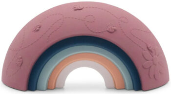 Drewniana tęcza sensoryczna w kolorach ziemi z motywem kwiatów i owadów dla dziecka. Jellystone Designs Jellystone Tęcza sensoryczna Over the rainbow Earth 5el. kolory ziemi