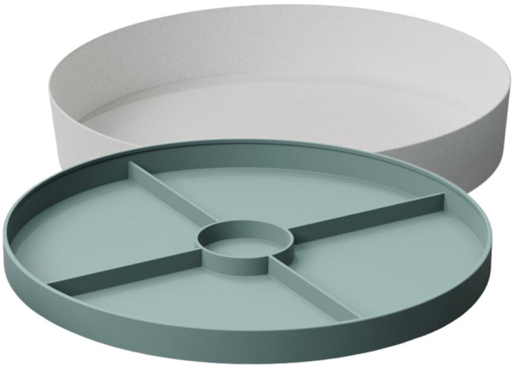 Zielona tacka sensoryczna 2w1 z przegródkami i okrągły pojemnik do zabawy. Jellystone Designs Jellystone Tacka sensoryczna Play Tray Sage 2w1 pojemnik kolor zielony