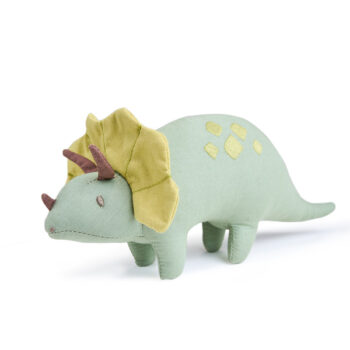Miękka przytulanka dinozaur Triky zielona z żółtym grzebieniem dla dziecka. ThreadBear Design Przytulanka dinozaur Triky