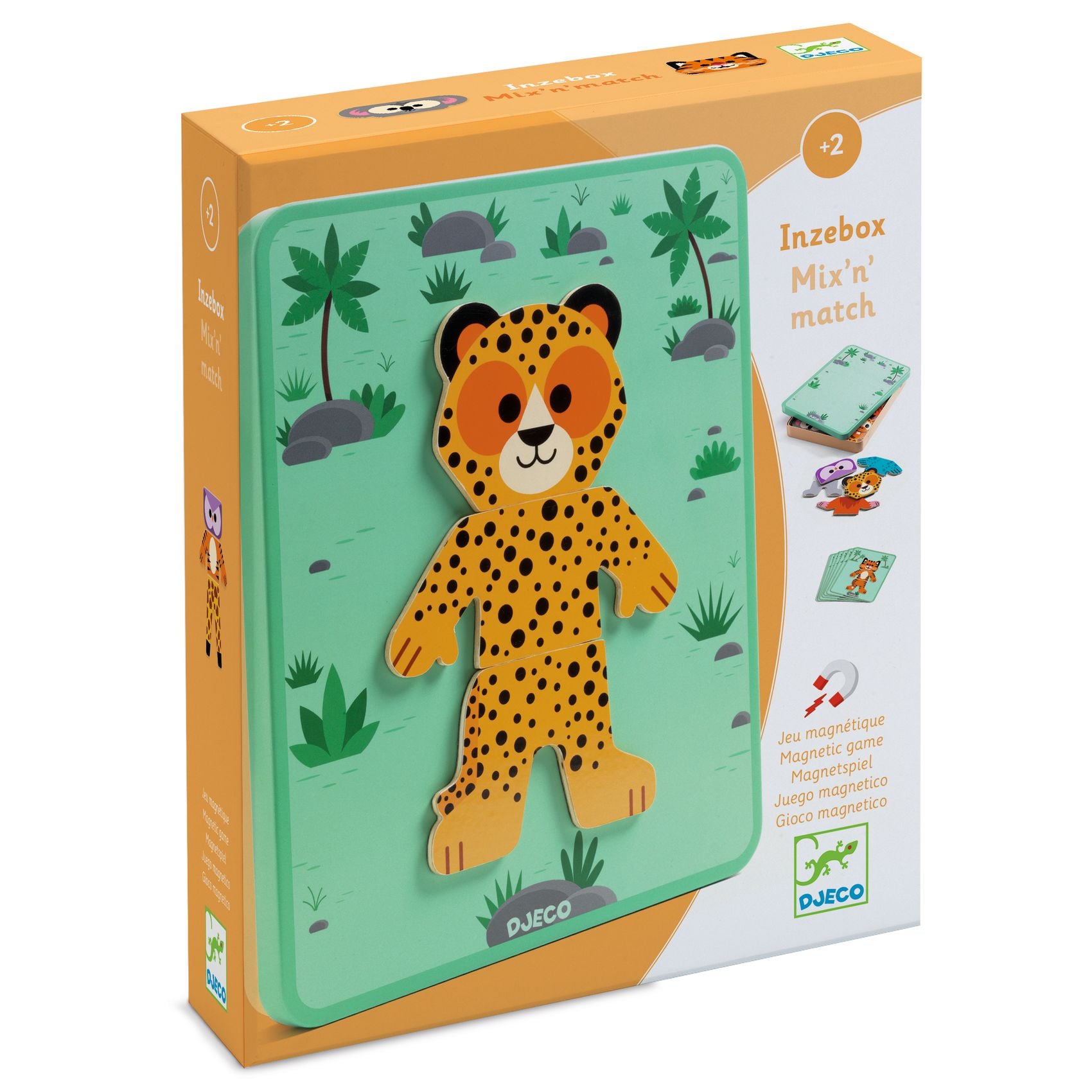 Magnetyczne puzzle z motywem zwierząt safari dla dzieci powyżej 2 lat. Djeco Magnetyczne puzzle Inzebox SAFARI