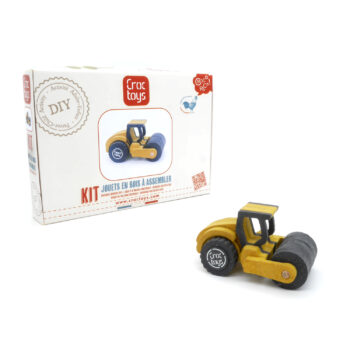 Drewniany żółty pojazd budowlany do samodzielnego montażu dla dzieci. Croc Toys DIY Drewniany pojazd: Fleur