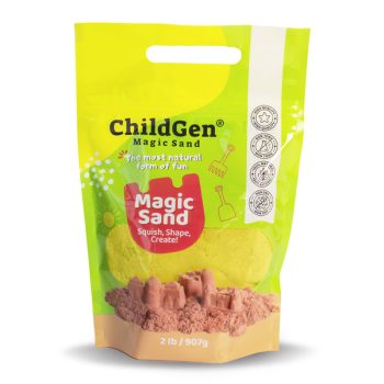 Opakowanie uzupełniające żółtego piasku kinetycznego 907g dla dzieci o naturalnym składzie pachnący. ChildGen Piasek kinetyczny 100% NATURALNY SKŁAD opakowanie re fill uzupełniające 907g kolor żółty pachnący