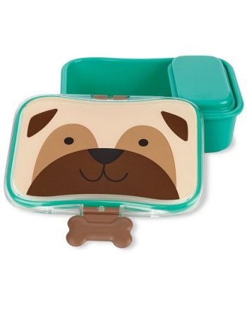 Zielona śniadaniówka dla dziecka z motywem psa mopsa i pojemnikiem na przekąski. Skip Hop Lunchbox dla Dziecka Mops ZOO 700 ml