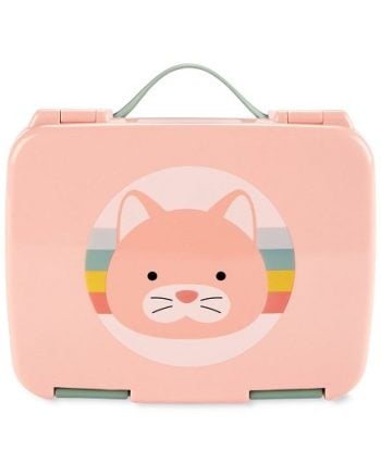 Różowa śniadaniówka dla dziecka z motywem kota z uchwytem. Skip Hop Lunchbox dla Dziecka Bento Kot ZOO