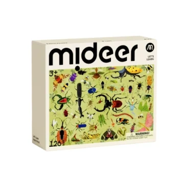 Puzzle tradycyjne z ilustracjami różnych owadów na zielonym tle dla dzieci powyżej 3 lat. mideer Puzzle Uczmy się! Owady Świata