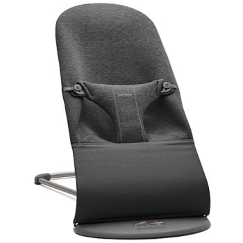 Leżaczek dla niemowlaka szaroczarny z tkaniny 3d jersey z metalową ramą. Babybjorn leżaczek BLISS 3D Jersey Szaroczarny