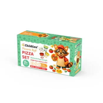 Zestaw kreatywny masa plastyczna ciastolina foremki mata do zabawy pizza dla dzieci. ChildGen PAW PALS Pizzeria Rafi zestaw kreatywny 4 ciastoliny foremki mata
