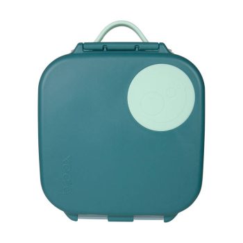 Zielona śniadaniówka z uchwytem i okrągłym jasnym wzorem dla dziecka. b.box Mini Lunchbox Emerald Forest