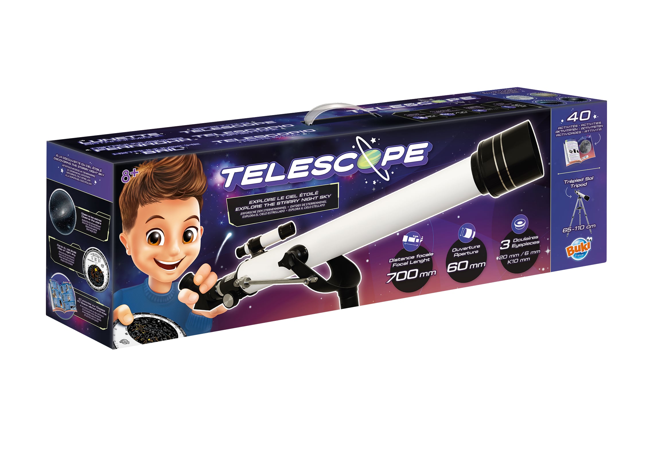 Zestaw teleskop dla dzieci z 40 doświadczeniami edukacyjnymi w pudełku. Buki Teleskop 40 doświadczeń