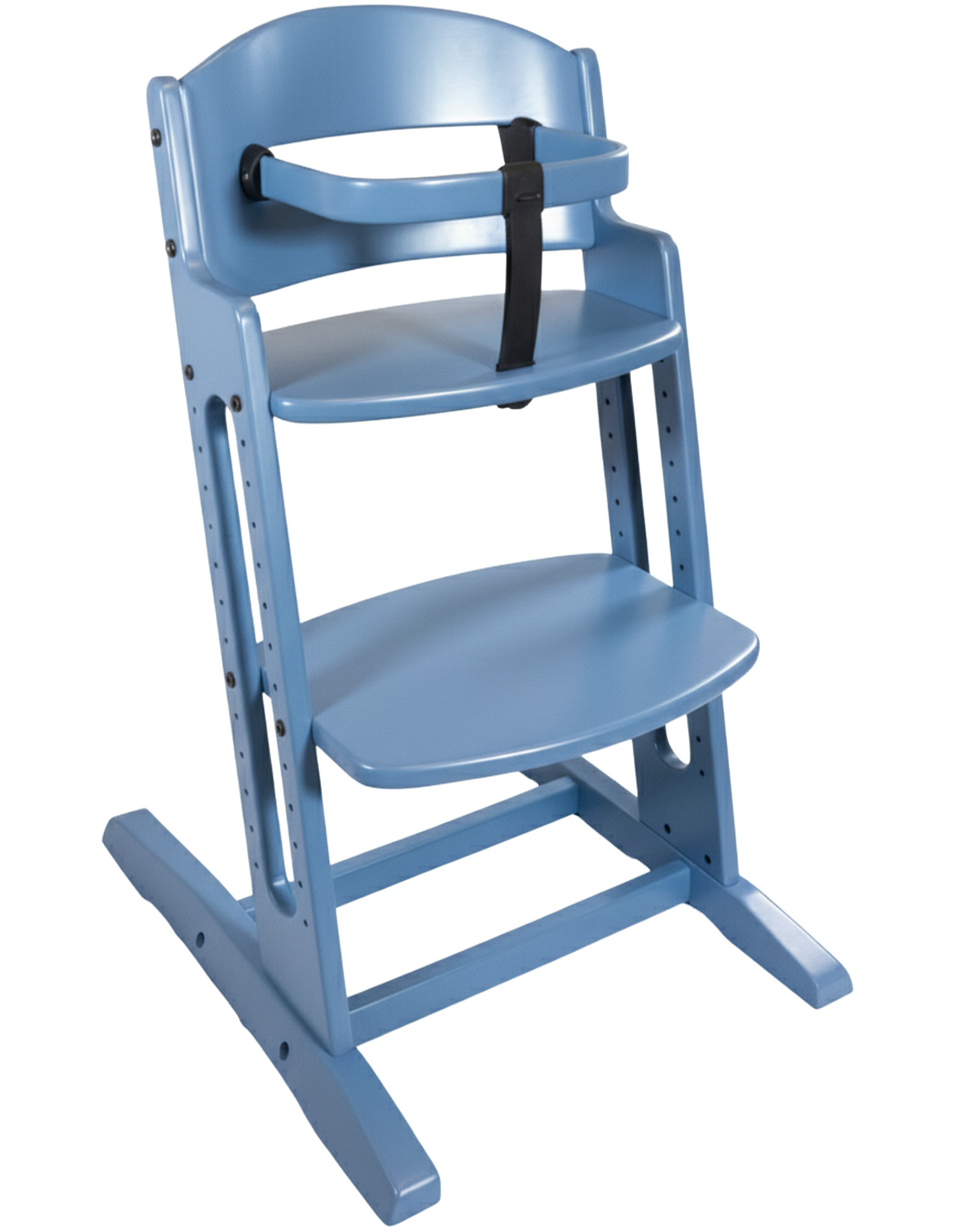 Drewniane niebieskie krzesełko do karmienia z pasem bezpieczeństwa dla dziecka. Baby Dan Krzesełko do karmienia DANCHAIR Cornflower Blue